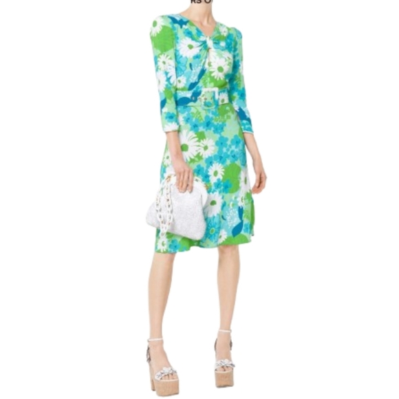 Michael Kors Dresses & Skirts - Michael Kors Collection Floral Crepe-Sablé Dress, Teal, Green, Womens 8 NWT